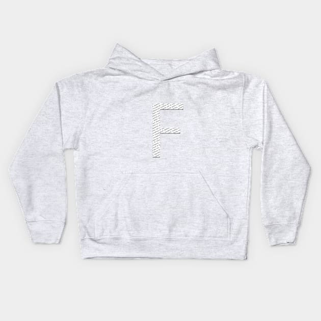 Typographic monogram cutout F Kids Hoodie by Slownessi